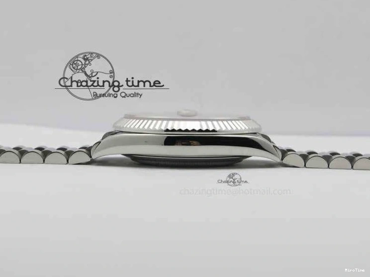 MiroTime 1227 Elegant Day Date 40mm SS BP Maker Best Edition Ice Blue Dial Diamond Markers On SS Bracelet ETA 3700